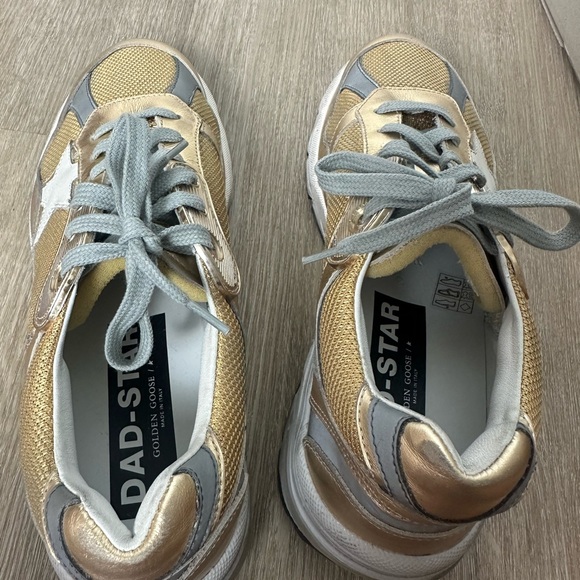 Golden Goose Running Dad Star Laminated Gold NIB Sz 40 $600 - Picture 6 of 9
